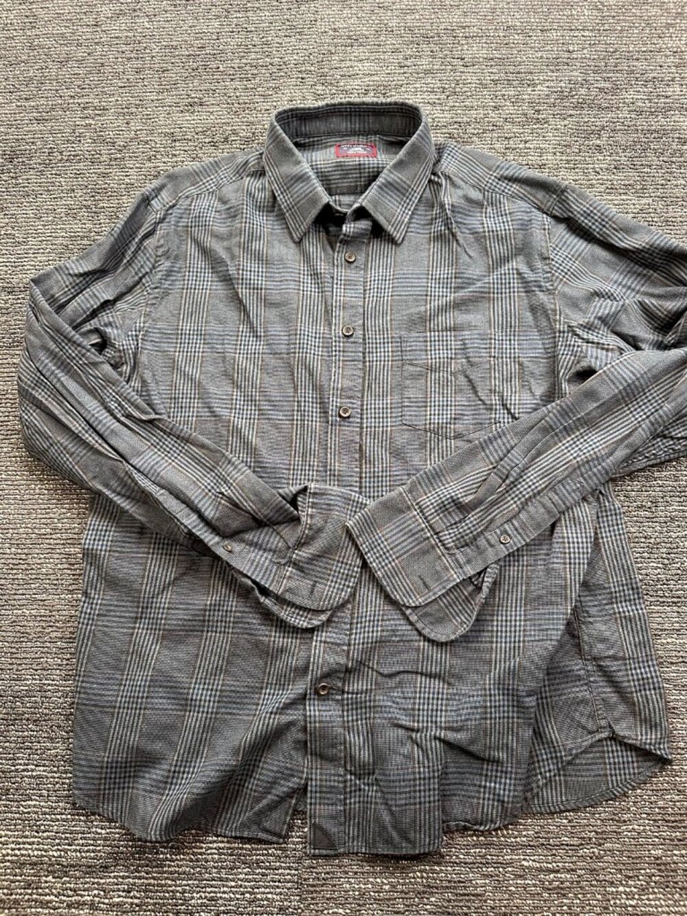 UNTUCKit Mens Large Gray Plaid 100% Cotton Long Sleeve Button Down Shirt
